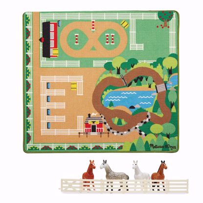 Picture of Round the Ranch Horse Activity Rug With 4 Play Horses and Folding Fence